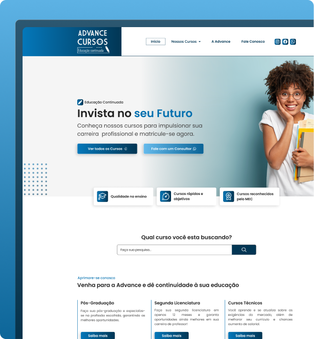 Design exclusivo desenvolvido pela Creact Burst Design — criação estratégica de sites.