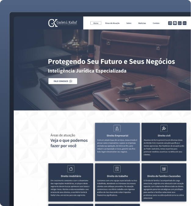 Site institucional com identidade visual única — desenvolvido pela Creact Burst Design.