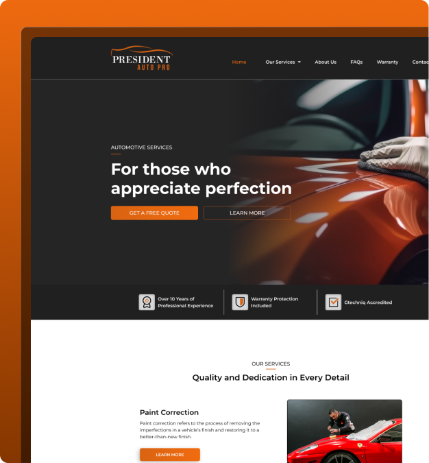 Layout profissional desenvolvido pela Creact Burst Design — criação de sites personalizados.