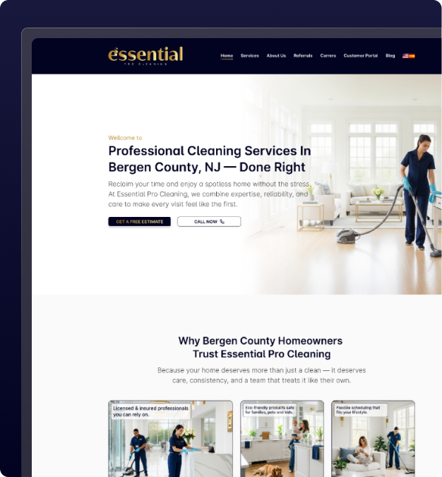 Site Institucional de companhia de limpeza feito pela Creact Burst Design — foco em experiência digital.