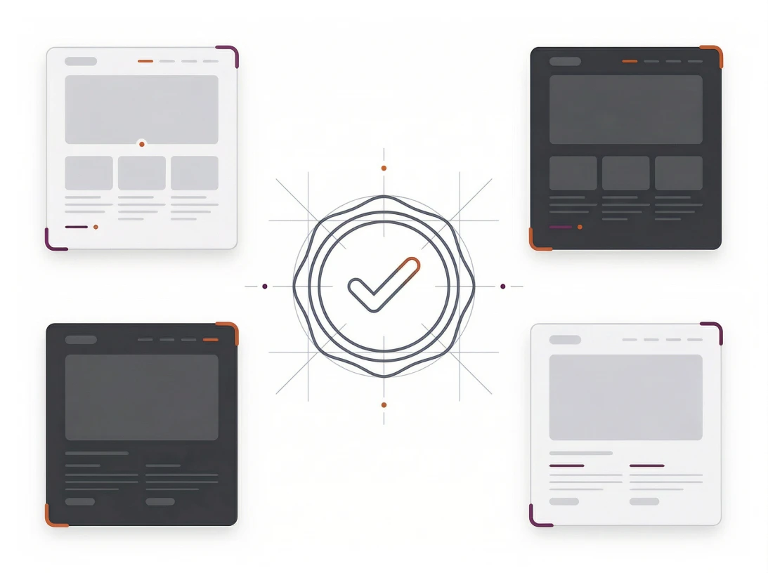 Ilustração de wireframes de páginas com selo de verificação, representando empresa de criação de sites com estratégia da Creact Burst.